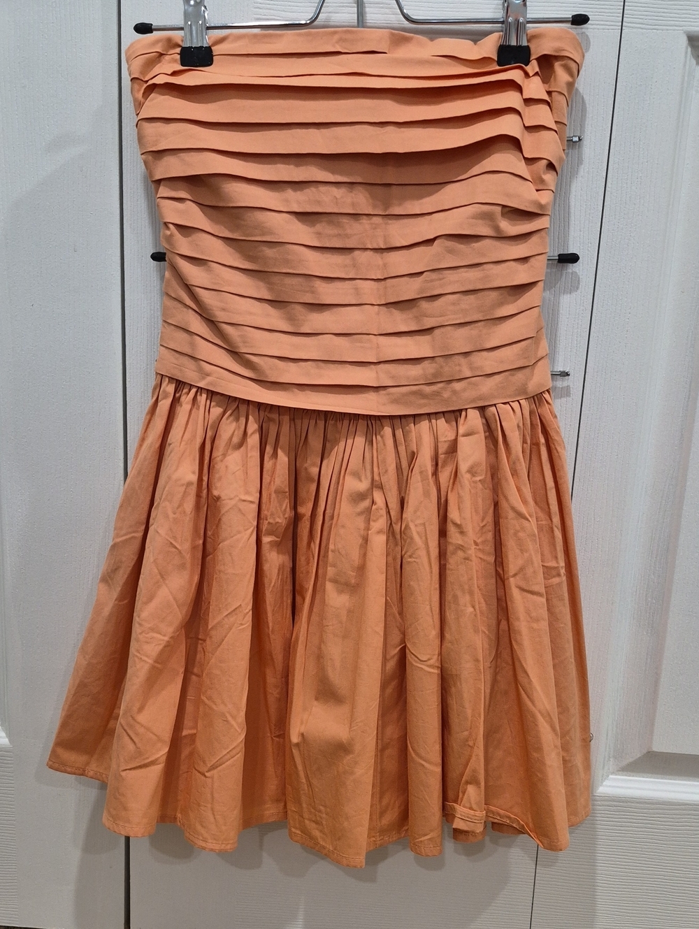 Strapless Pleated Peach Party Dress